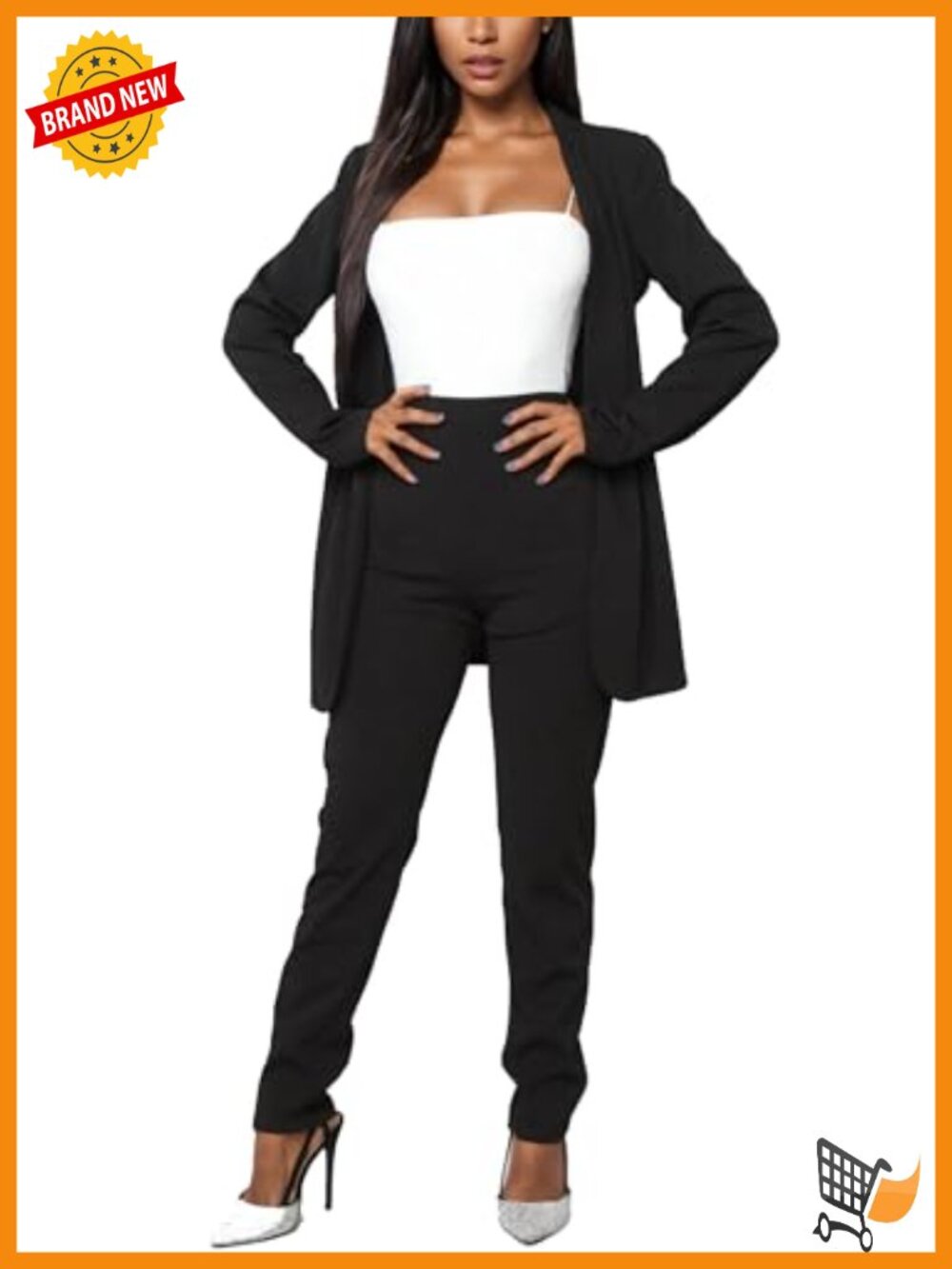 2 Piece Pant Suit Set Long Sleeve Blazer Pencil Pants Business Casual Office
